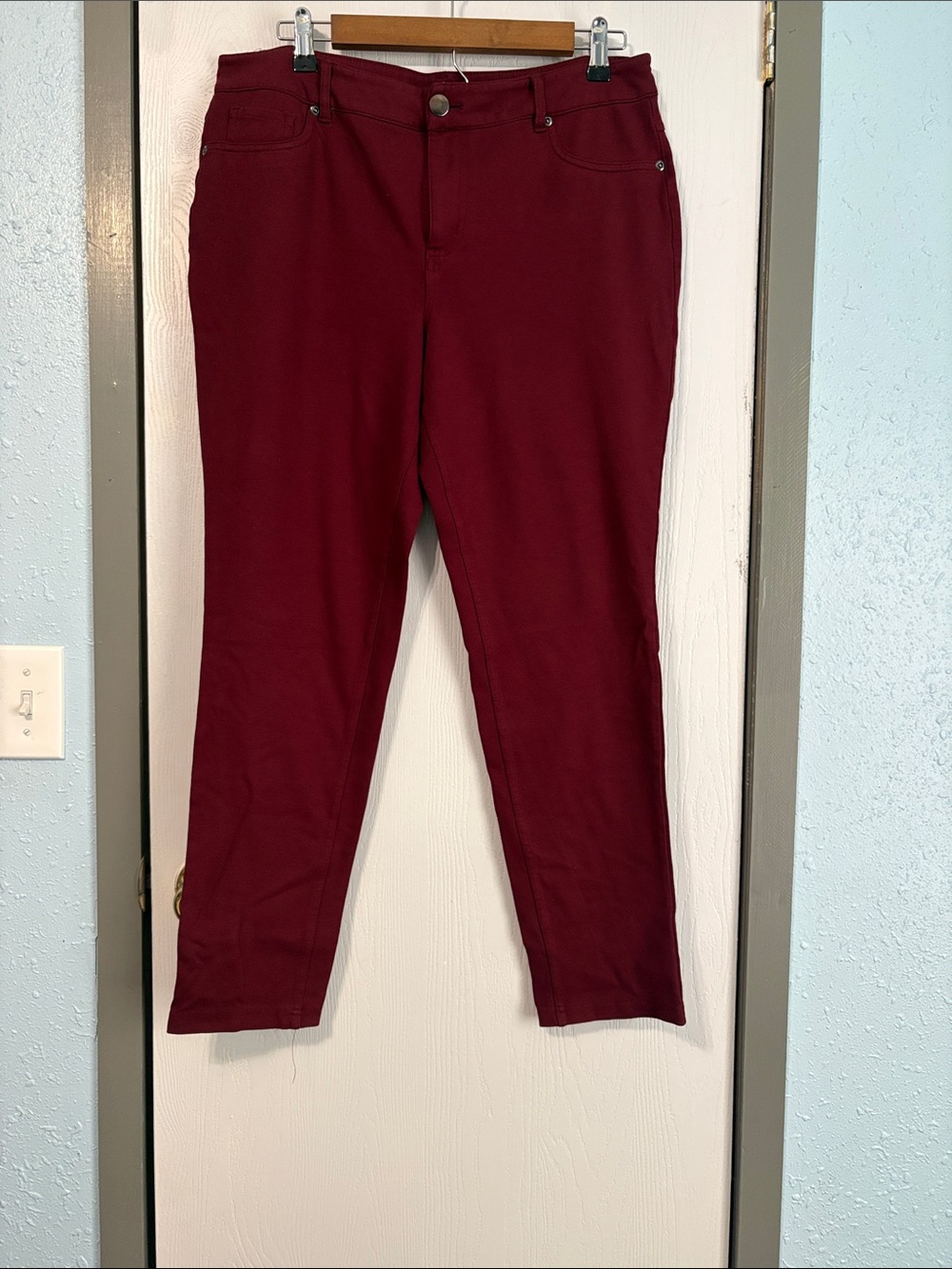 Cato Wine-Colored Straight-Leg Pants